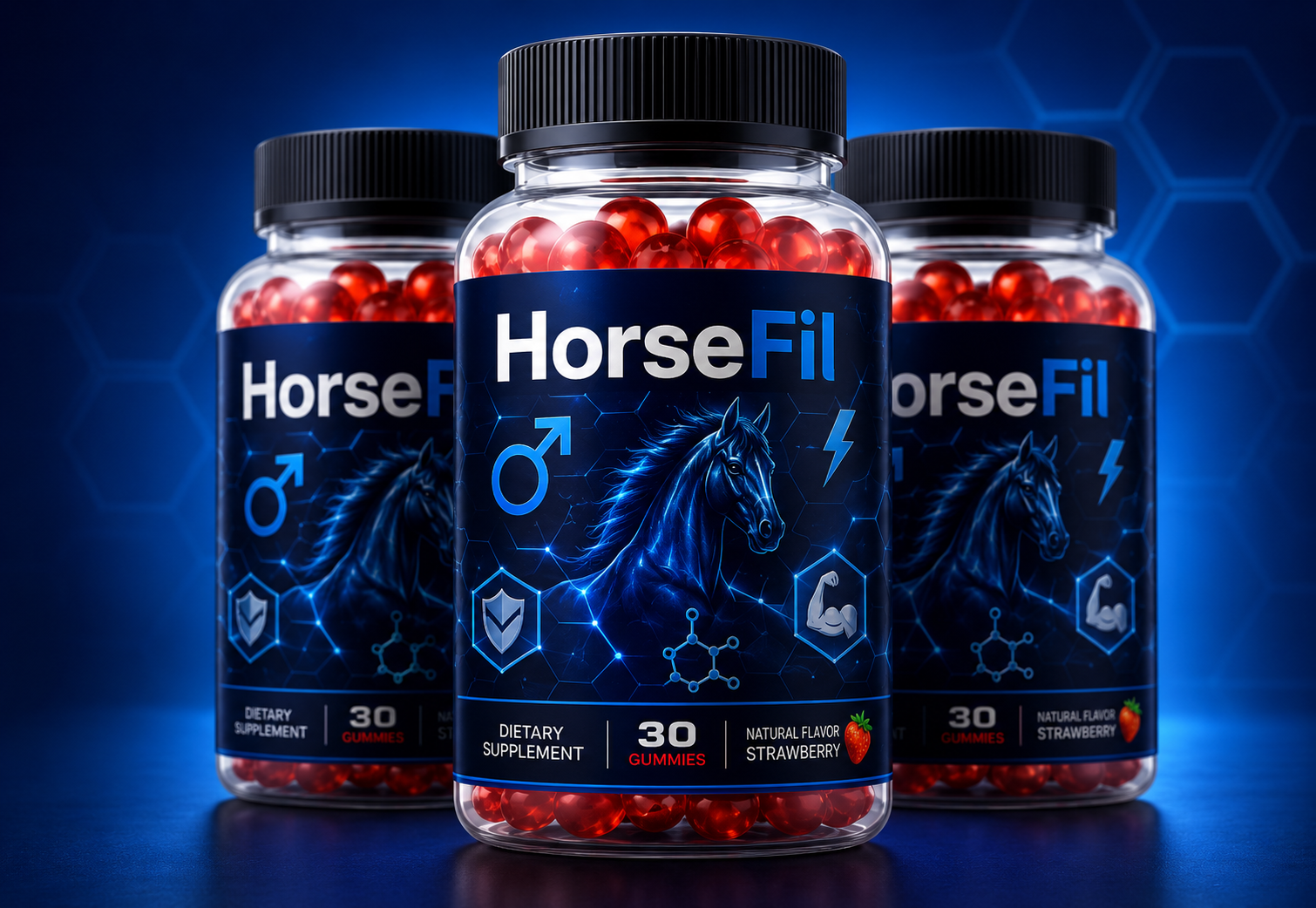 HorseFil Review 2026 blue male vitality formula gummy bottles
